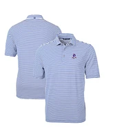 Cutter & Buck Men's Blue New England Patriots Throwback Logo Virtue Eco Pique Stripe Polo