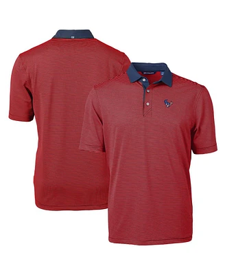 Cutter & Buck Men's Red Houston Texans Virtue Eco Pique Micro Stripe Polo