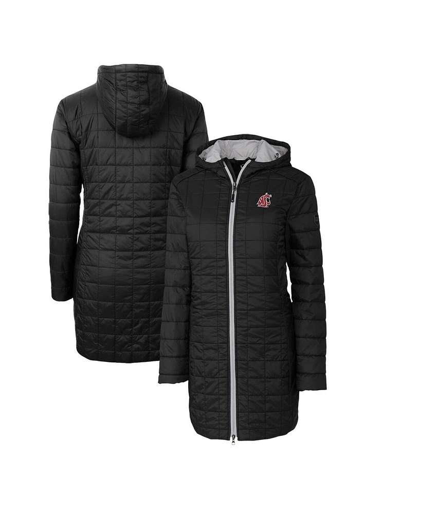 Cutter & Buck Women's Black Washington State Cougars Rainier PrimaLoft Eco Hooded Long Coat