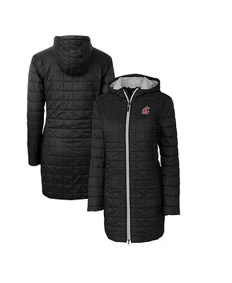 Cutter & Buck Women's Black Washington State Cougars Rainier PrimaLoft Eco Hooded Long Coat