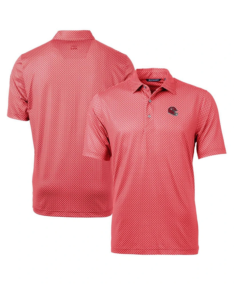 Cutter & Buck Men's Red Kansas City Chiefs Helmet Pike Banner Print Stretch Polo