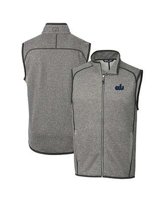 Cutter & Buck Men's Heather Gray Old Dominion Monarchs Mainsail Sweater-Knit Full-Zip Vest