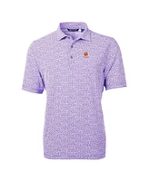 Cutter & Buck Men's Purple Clemson Tigers Alumni Logo DryTec Virtue Eco Pique Botanical Print Polo