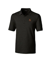 Cutter & Buck Men's Black Texas Longhorns Alumni Logo Forge Pencil Stripe Stretch DryTec Polo