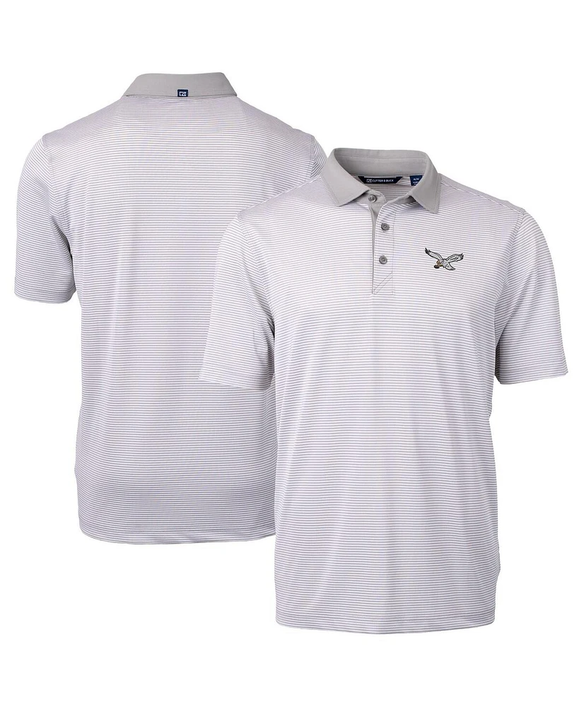 Cutter & Buck Men's White/Gray Philadelphia Eagles Virtue Eco Pique Micro Stripe Polo