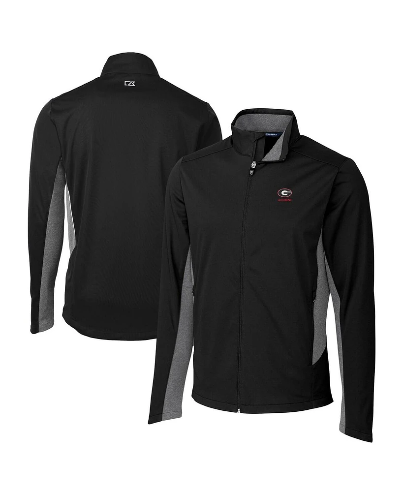 Cutter & Buck Men's Black Georgia Bulldogs Alumni Logo Navigate Softshell Full-Zip Jacket