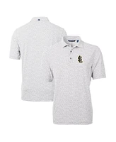 Cutter & Buck Men's Gray Salt Lake Bees Virtue Eco Pique Botanical Print Polo