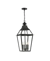 Savoy House Jackson 4-Light Outdoor Hanging Lantern in Matte Black with Gold Highlights