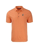 Cutter & Buck Men's Heather Orange Cleveland Browns Throwback Forge Eco Stripe Stretch Polo