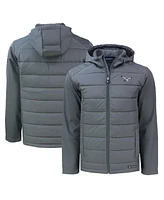 Cutter & Buck Men's Gray Philadelphia Eagles Throwback Evoke Hybrid Eco Softshell Full-Zip Hoodie Jacket