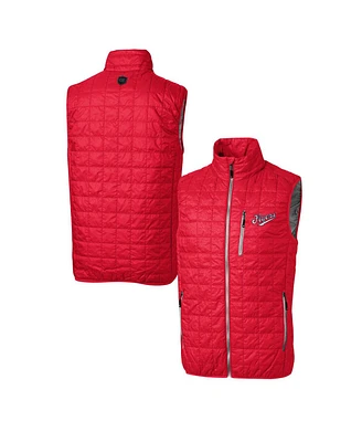 Cutter & Buck Men's Red Dayton Flyers Vault Rainier PrimaLoft Eco Insulated Full-Zip Puffer Vest