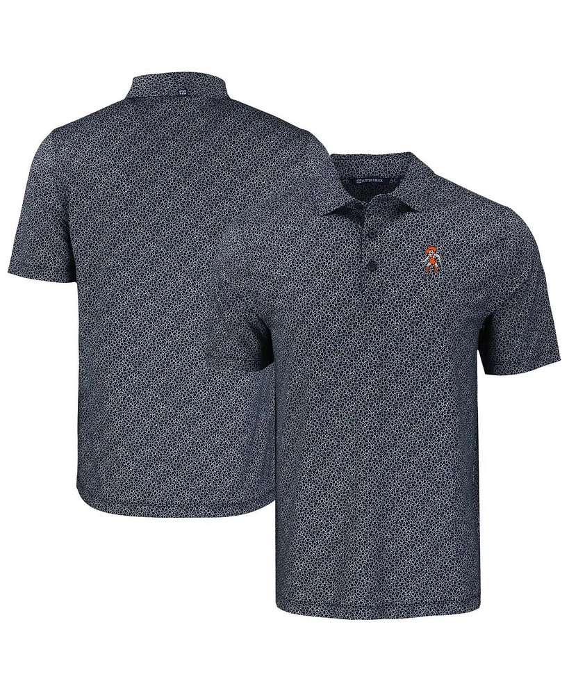 Cutter & Buck Men's Black Oklahoma State Cowboys Pike Eco Pebble Print Stretch Polo