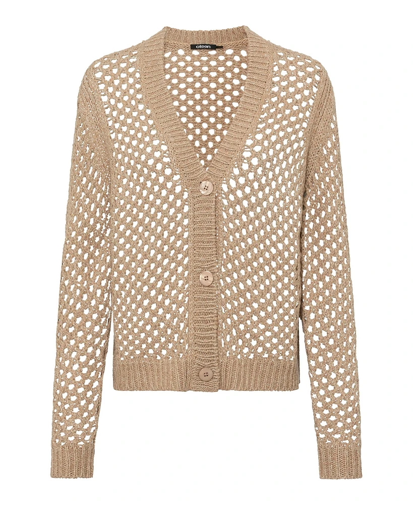 Olsen Women's Lurex Open Knit Cardigan