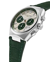 Frederique Constant Men's Swiss Automatic Chronograph Highlife Green Leather Strap Watch 41mm