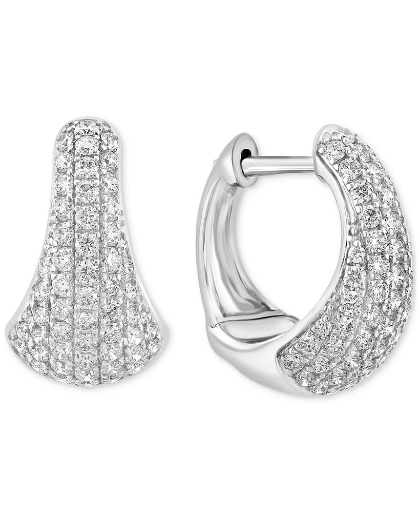 Effy Diamond Pave Tapered Hoop Earrings (1 ct. t.w.) in 14k White Gold