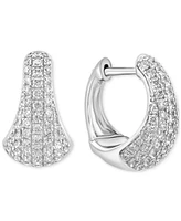 Effy Diamond Pave Tapered Hoop Earrings (1 ct. t.w.) in 14k White Gold