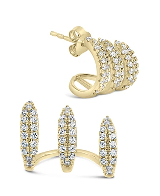 Sterling Forever Nicolette Cubic Zirconia Cuff Stud Earrings