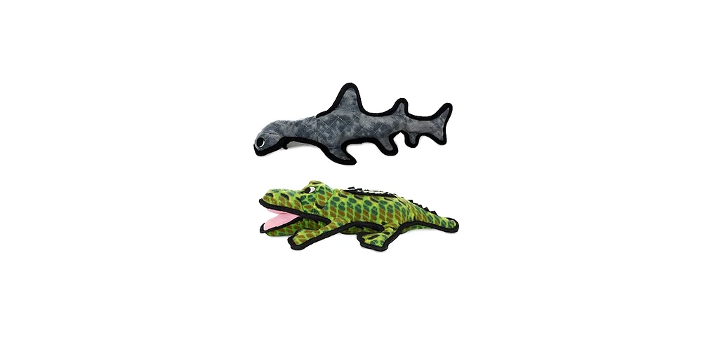 Tuffy Ocean Alligator & Hammer Head Shark - Combo Pack, Durable Dog Toys