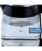 MegaChef 1.8 Quart Glass Body and Stainless Steel Electric Tea Kettle