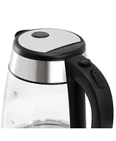 Megachef 1.7 Liter Glass and Stainless Steel Electric Tea Kettle in Silver