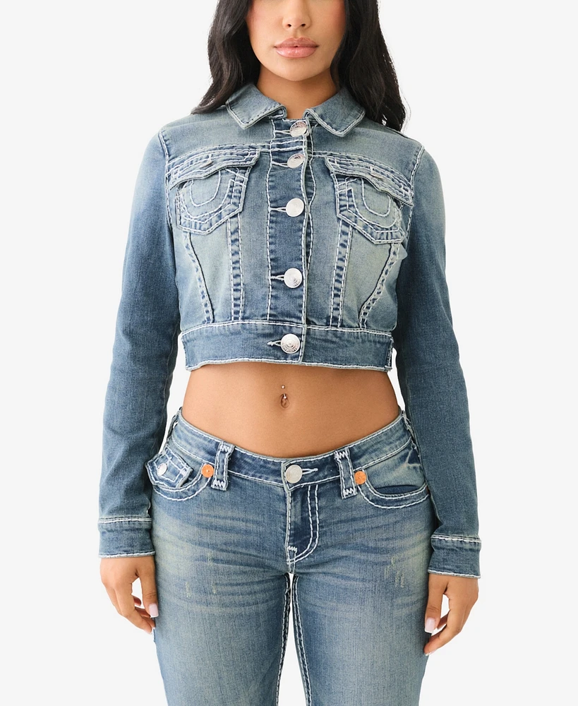 True Religion Women's Shrunken Super T Crop Jacket