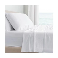 Cariloha Classic 4-Piece Twill Sheet Set | White | Split King | Viscose Material |Extra soft, Cooling for Hot Sleepers, Corner Bands