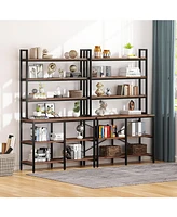 Tribesigns Set of 2 Industrial 6-Tier Bookshelves, with X-Shaped Frame, Storage for Living Room, Bedroom, and Office