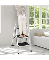 Folding 3-Step Ladder with Handgrip and Anti-Slip Platform