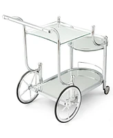 Sugift Kitchen Rolling Bar Cart with Tempered Glass Suitable for Restaurant and Hotel