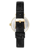 Anne Klein Women's Quartz Consider It Black Leather and Gold-Tone Alloy Metal Band Watch, 32mm