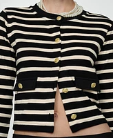 Mango Women's Buttons Detail Striped Cardigan