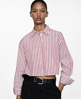 Mango Women's Striped Cropped Shirt