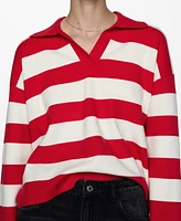 Mango Women's Striped Polo-Neck Sweater