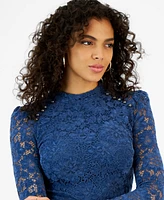 Guess Women's Josephine Lace Mock-Neck Long-Sleeve Top