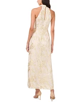 Parker The Phoebe Jacquard Metallic Halter Maxi Dress