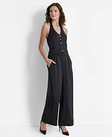 Dkny Women's Sleeveless Halter Tuxedo Jumpsuit