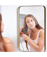 Sugift 32 x 20 Inch Metal Frame Wall-Mounted Rectangle Mirror