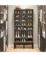 Tribesigns 8-Tier Shoe Storage Cabinet, Freestanding Wooden Shoe Closet Rack with 24 Cubbies, Tall Entryway Shoe Organizer with Adjustable Partition f