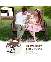 Sugift 2-Person Patio Glider Bench with High Back and Curved Armrests