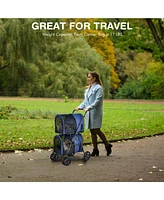 Sugift 4-in-1 Double Pet Stroller with Dog/Cat Carriers and Travel Carriage