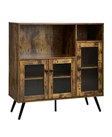 Sugift Buffet Storage Cupboard with Glass Door and Adjustable Shelves