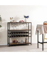 Sugift 5-tier Wine Rack Table with Glasses Holder