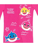 Pinkfong Baby Girls Mommy Shark Daddy 2 Pack Zip Up Sleep N' Play Coveralls Newborn to