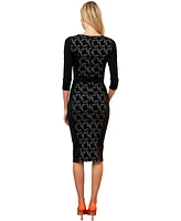 Hotsquash London Women's Bodycon Ponte Dress with 3/4 Sleeves