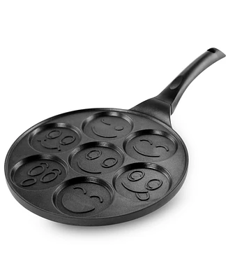 Megachef Happy Face Emoji 10.5 Inch Aluminum Nonstick Pancake Maker Pan with Cool Touch Handle