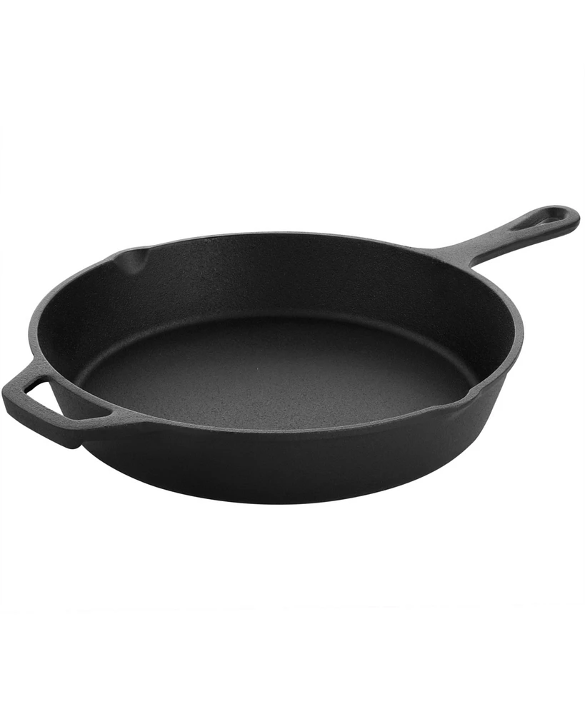 Megachef 10 Inch Round Preseasoned Cast Iron Frying Pan with Handle in Black