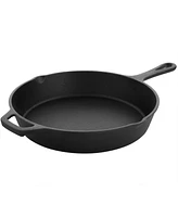 Megachef 10 Inch Round Preseasoned Cast Iron Frying Pan with Handle in Black