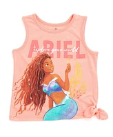 Disney Girls Princess Ariel Mermaid Live Action Movie Tank Top and Twill Shorts Outfit Set Toddler to Big Kid