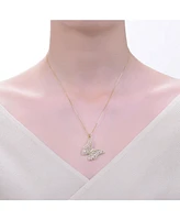 Rachel Glauber 14K Gold Plated Cubic Zirconia Butterfly Pendant Necklace