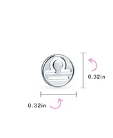 Bling Jewelry Tiny Simple Round Astrology Libra Horoscope Zodiac Stud Earrings Sterling Silver